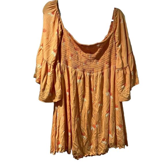 Free People Women Lana Orange Tunic Off the Shoulder Dress Size Large A000507 - Picture 8 of 9